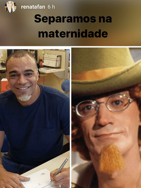 Renata Fan tira sarro de Denilson e o compara ao Visconde de Sabugosa por causa do cavanhaque loiro - Reprodução/Instagram/renatafan - Reprodução/Instagram/renatafan