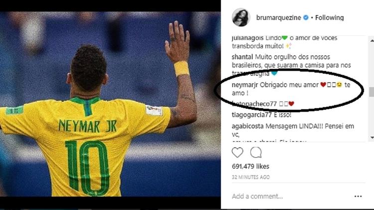Neymar responde a post de Bruna Marquezine - Reprodução/Instagram/brumarquezine - Reprodução/Instagram/brumarquezine