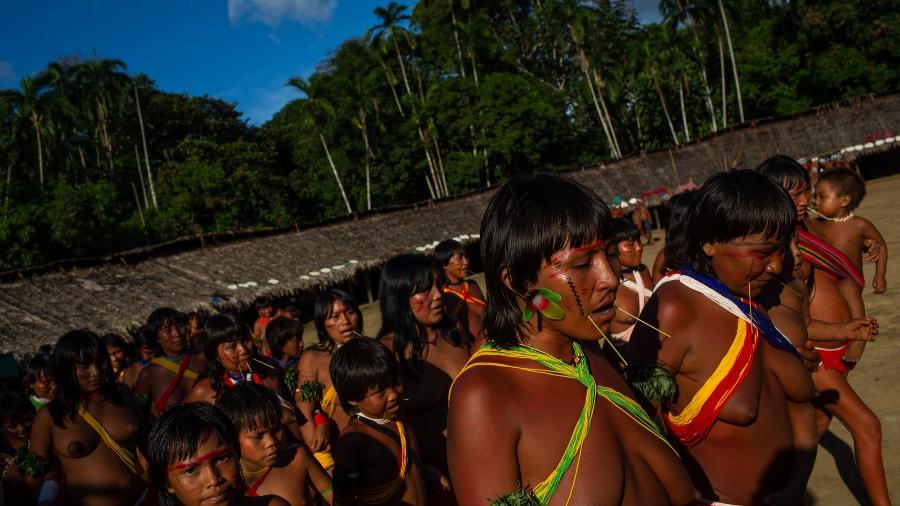 Os Yanomami no encontro de Lideranças Yanomami e Ye"kuana, onde os indígenas se manifestaram contra o garimpo em suas terras. O primeiro fórum de lideranças da TI Yanomami foi realizado entre 20 e 23 de novembro de 2019 na Comunidade Watoriki, região do Demini, Terra Indígena Yanomami - Victor Moriyama / ISA/Victor Moriyama / ISA