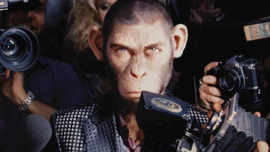 Robbie Williams maquiado como um macaco na cinebiografia 'Better Man' Robbie Williams maquiado como um macaco na cinebiografia 'Better Man'
