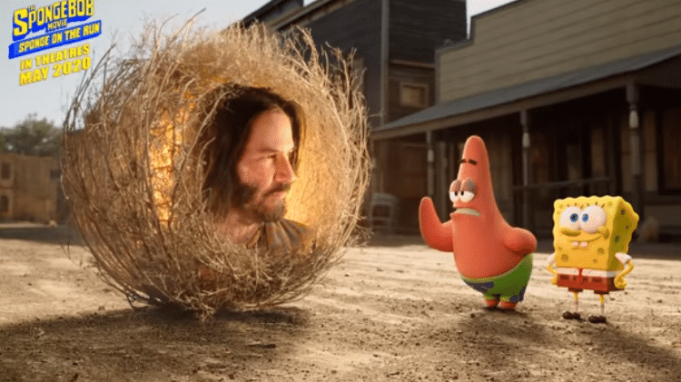 Keanu Reeves e Bob Esponja - Reprodução/Youtube - Reprodução/Youtube