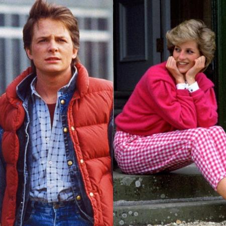 Michael J. Fox, astro de "De Volta para o Futuro", e princesa Diana (1961-1997) - Reprodução/Tim Graham Photo Library/Gettyimages