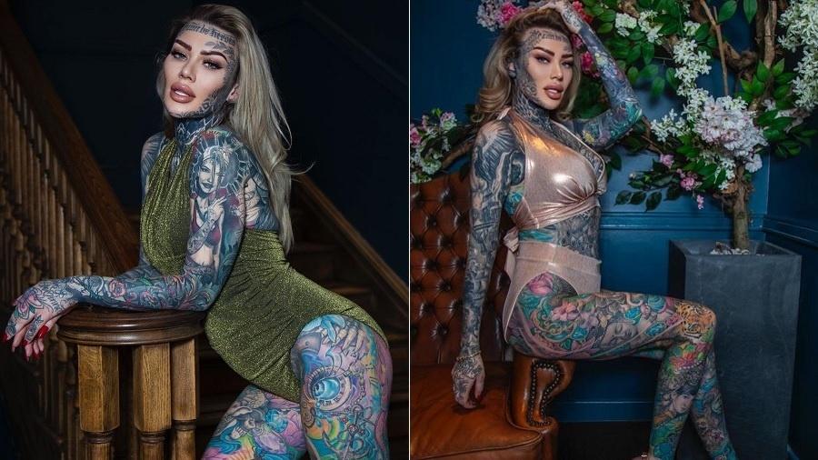 Modelo do OnlyFans, Becky Holt tem 95% do corpo tatuado - Reprodução/Instagram