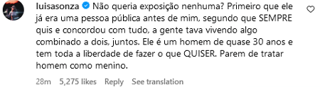 Luísa Sonza responde comentário nas redes sociais