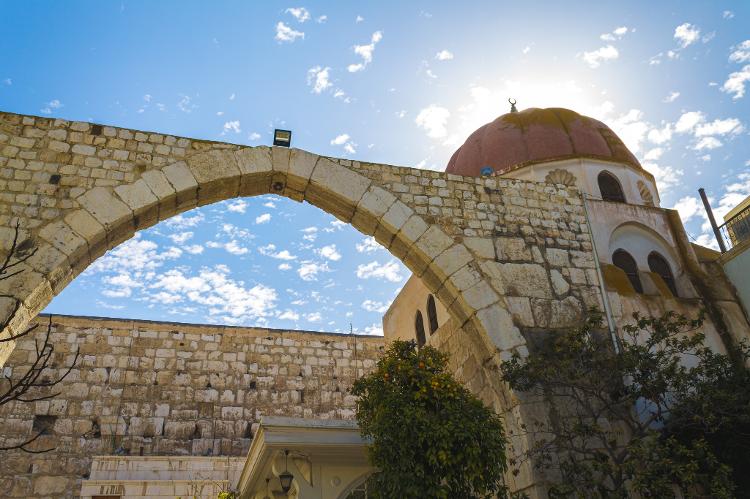 Arco romano no Mausoléu de Saladino, em Damasco, na Síria