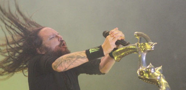 O vocalista da banda Korn, Jonathan Davis, durante o Rock in Rio, em 2015 - João Laet/Agência O Dia
