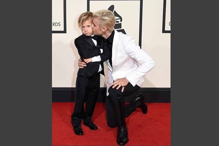 Grammy 2016: Justin Bieber e o irmão Jaxon - Getty Images