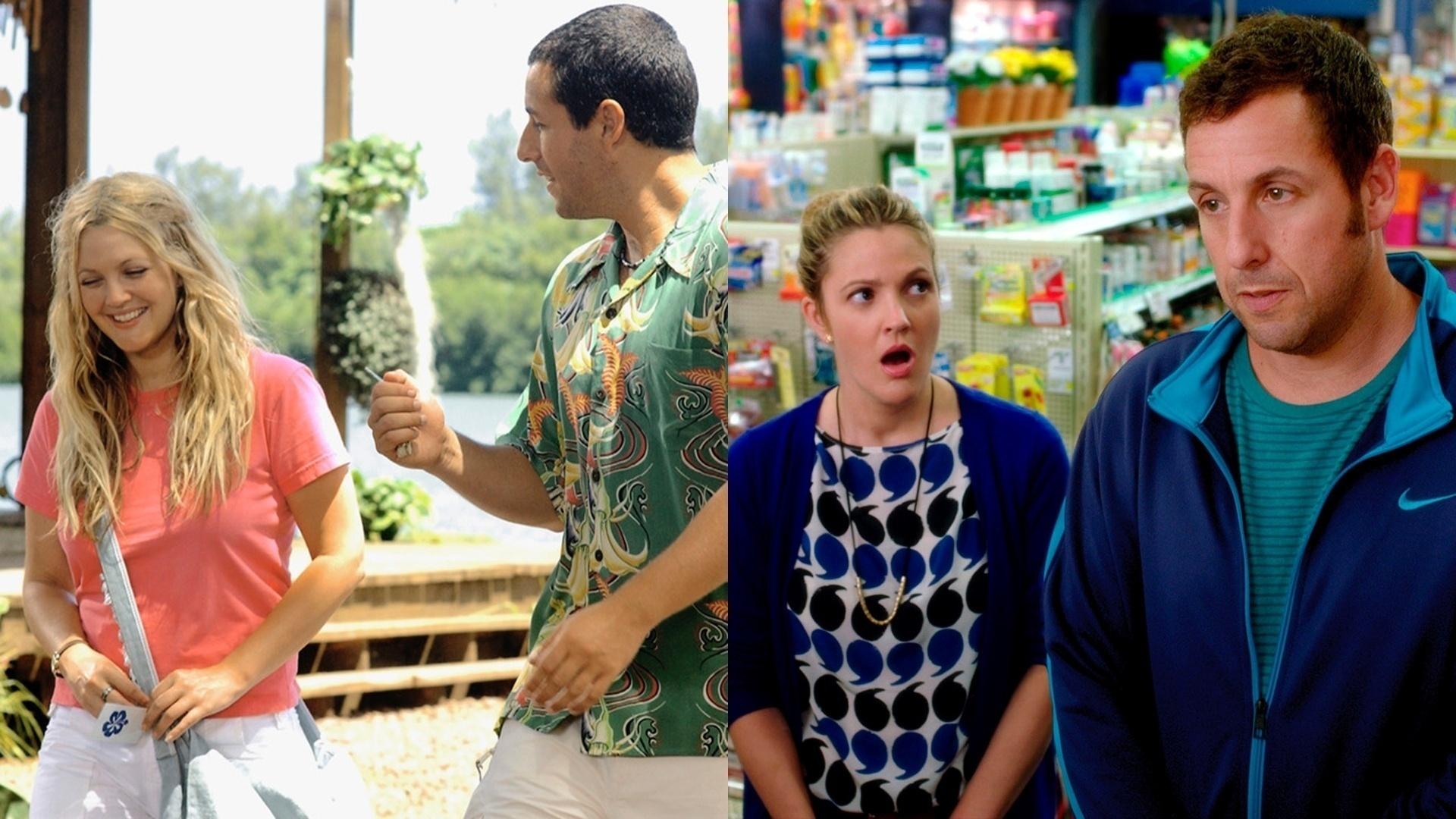 Cenas dos filmes "Como Se Fosse a Primeira Vez" (2004), de Peter Segal e "Juntos e Misturados" (2014), de Frank Coraci - Reprodução/Montagem