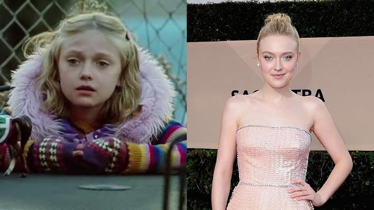Dakota Fanning em "Guerra dos Mundos" e no SAG Awards 2018 - Reprodução e Getty Images - Reprodução e Getty Images