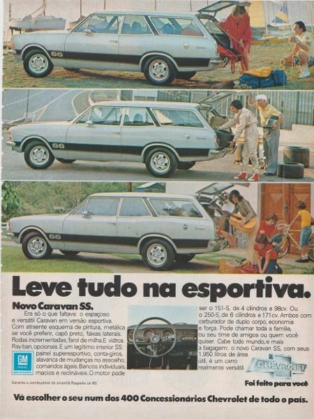 Propaganda da época fazia brincadeira com o carro familiar convertido de fábrica em esportivo