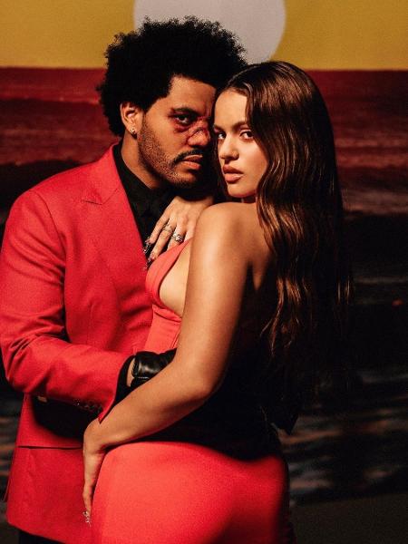 The Weeknd e Rosalía posam para promover parceria em "Blinding Lights" - Reprodução/Instagram