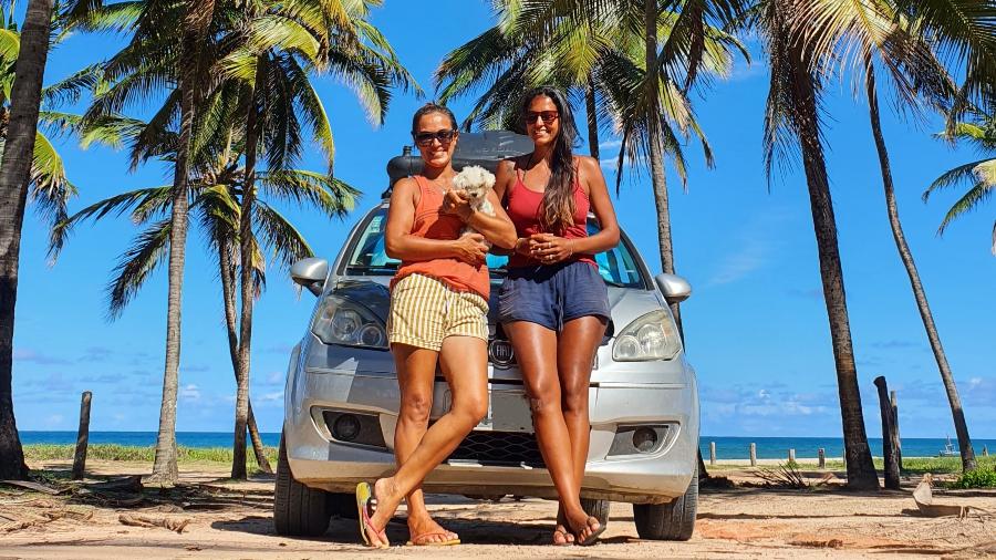 Lionela, Annelise e Sakê: trio que viaja o Brasil a bordo de um Fiat Idea transformado em motorhome - Arquivo pessoal