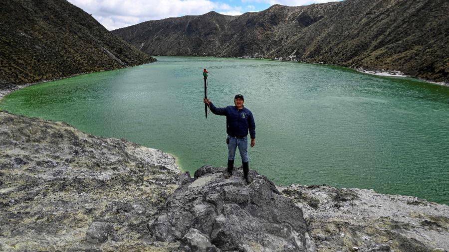 Lagoa verde, em Tuquerres, na Colômbia