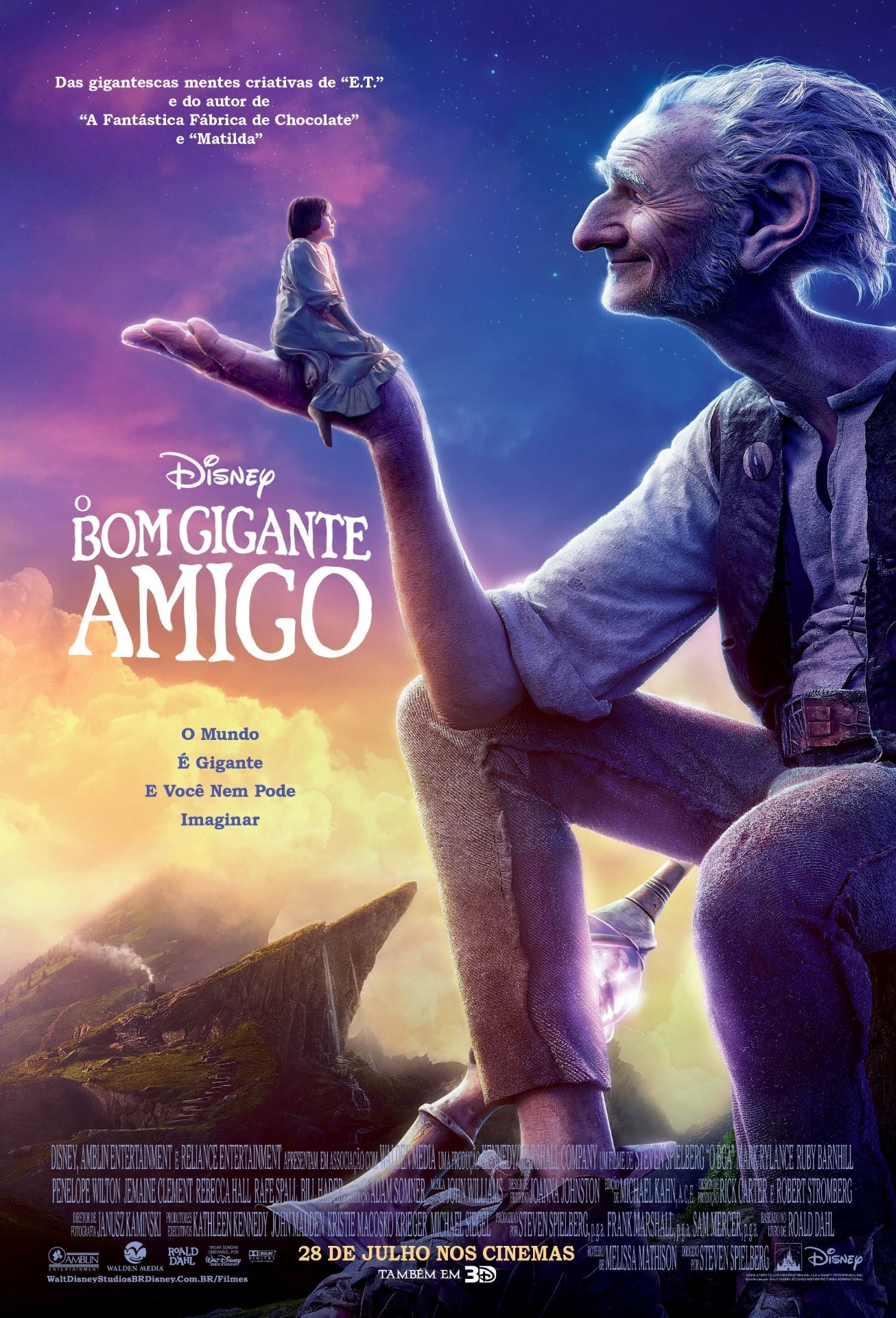Cartaz nacional do filme "O Bom Gigante Amigo", primeiro filme da Disney dirigido por Steven Spielberg - Divulgação