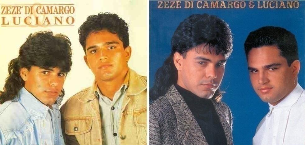 No início dos anos 90, quando Zezé estava com 30 anos, ele adotou o  mullet, famoso corte de cabelo mais curto na frente e dos lados e longo atrás e aparece com o visual em   duas capas de discos ao lado do irmão Luciano. Anos depois, o visual foi considerado brega e Zezé cortou as madeixas. Será que a moda volta? - Reprodução