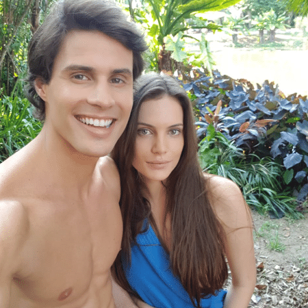 Rodrigo Soni e Thalita Xavier nos bastidores da cena de Adão e Eva da novela "Jesus", da Record - Rodrigo Soni/Divulgação - Rodrigo Soni/Divulgação