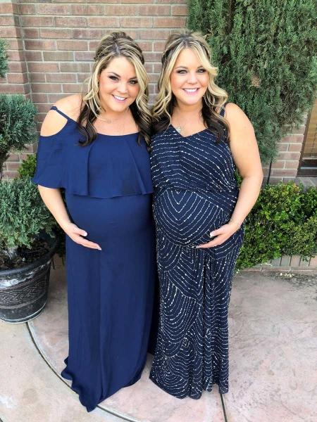 As duas irmãs, Jalynne e Janelle, grávidas de seus filhos - Acervo pessoal - Acervo pessoal