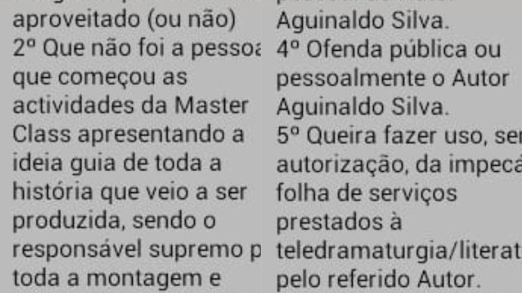 Ex-alunos de Aguinaldo Silva receberam mensagens com novas normas sobre a confusão envolvendo a autoria de "O Sétimo Guardião"  - Reprodução/Montagem UOL - Reprodução/Montagem UOL