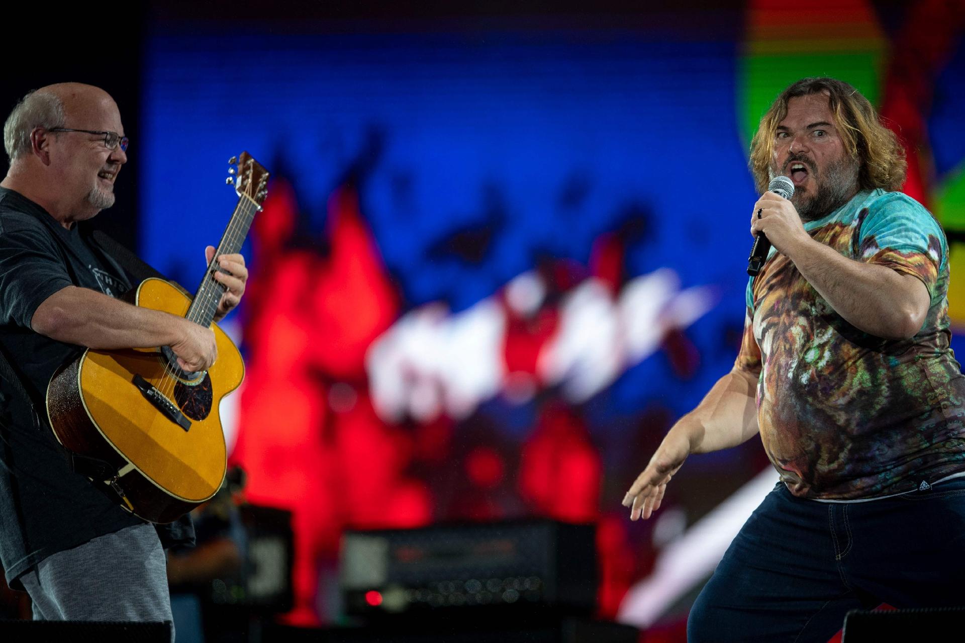 Tenacious D se apresenta no palco Mundo do Rock in Rio 2019 - Mauro Pimentel / AFP