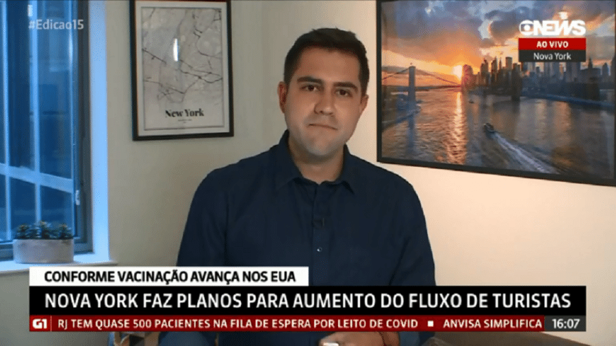 Felippe Coaglio se emociona na GloboNews - Reprodução