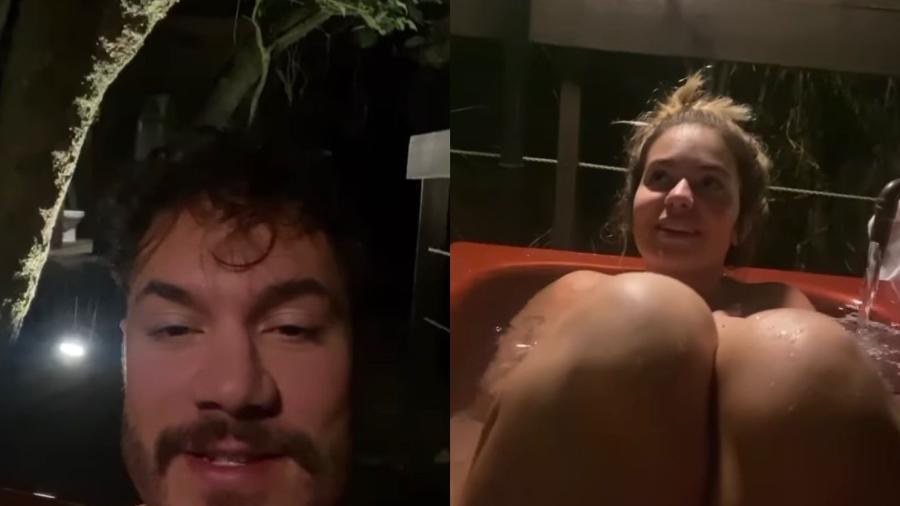 Eliezer mostra ele e Viih Tube em banheira durante chuva  - Reprodução/Instagram