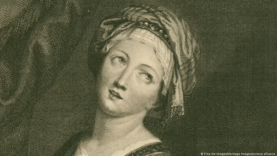 Cantora Anna Magdalena Wilcke, futura esposa de Johann Sebastian Bach, em gravura de 1710