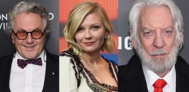 George Miller, Kirsten Dunst e Donald Sutherland, que estarão no júri de Cannes - Getty Images/Montagem