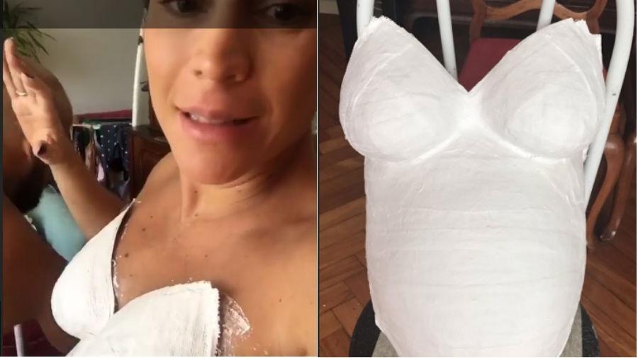 Maíra Charken faz molde de gesso da barriga - Reprodução/Instagram