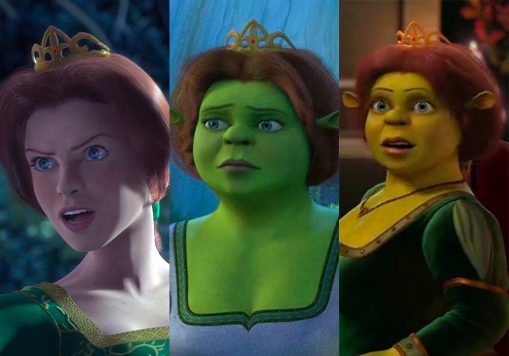 Cenas do filme "Shrek" (2001), "Shrek 2" (2004) e "Shrek Terceiro" (2007) - Montagem/Reprodução