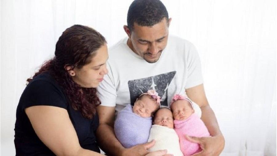 Glauciele Rodrigues tinha dois filhos e 35 anos quando descobriu que estava grávida de trigêmeos - ARQUIVO PESSOAL