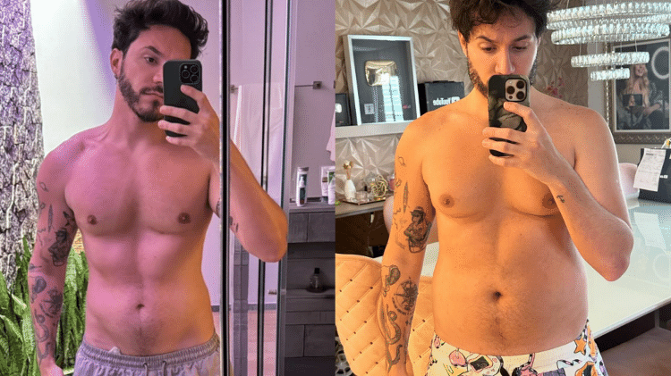 Eliezer mostra antes e depois de engordar 10 kg sendo 6 kg de massa magra