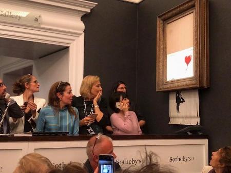 "Menina com Balão", de Banksy, é triturada após leilão na Sotheby"s - Reprodução/Instagram