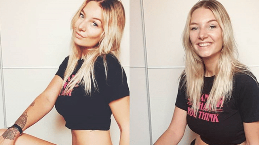 A influencer Kim Britt posta fotos antes e depois das edições - Reprodução/Instagram