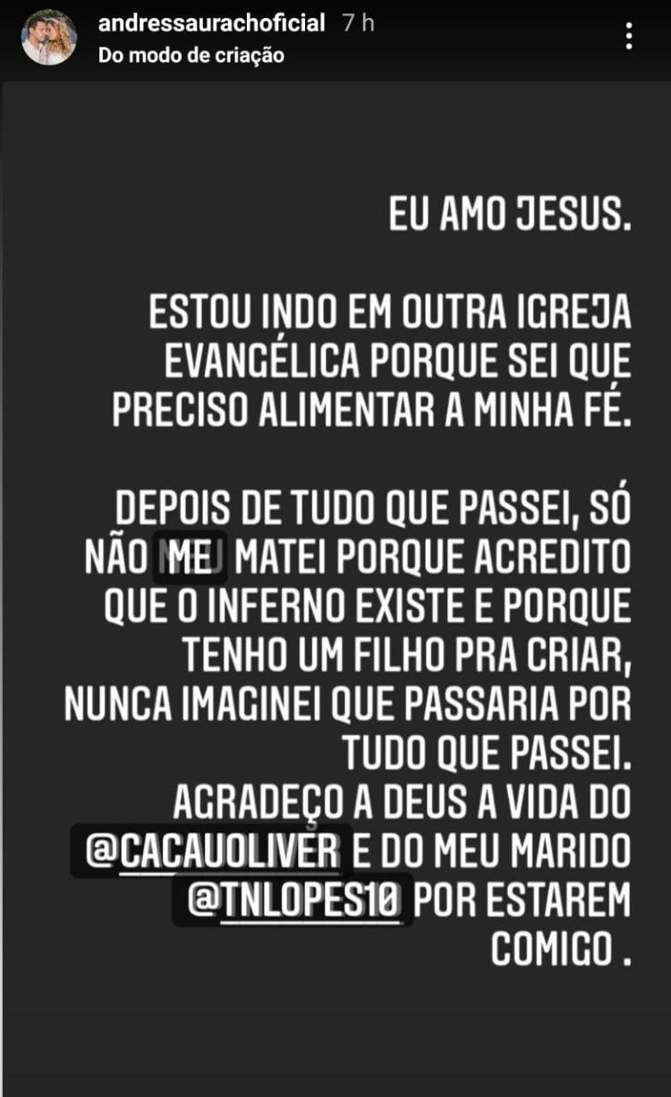 Story Andressa Urach - Reprodução/Instagram - Reprodução/Instagram