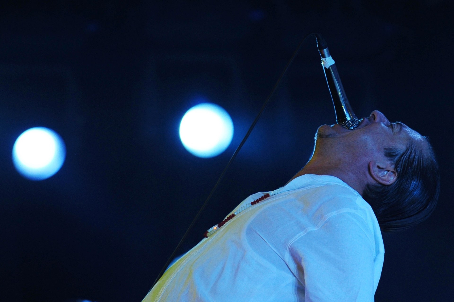 24.set.2015 - A banda Faith No More se apresenta no espaço das Américas em São Paulo, na noite desta quinta-feira, com a formação clássica: Mike Patton nos vocais, Billy Gould no baixo, Roddy Bottum nos teclados, Mike Bordin na bateria e Jon Hudson na guitarra - Junior Lago/UOL