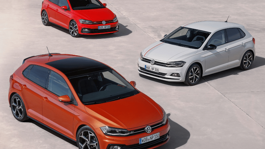 Volkswagen Polo 2018: nova família terá hatch, sedã (Virtus) e SUV (T-Cross); acima, um comum, R-Line e GTI - Divulgação