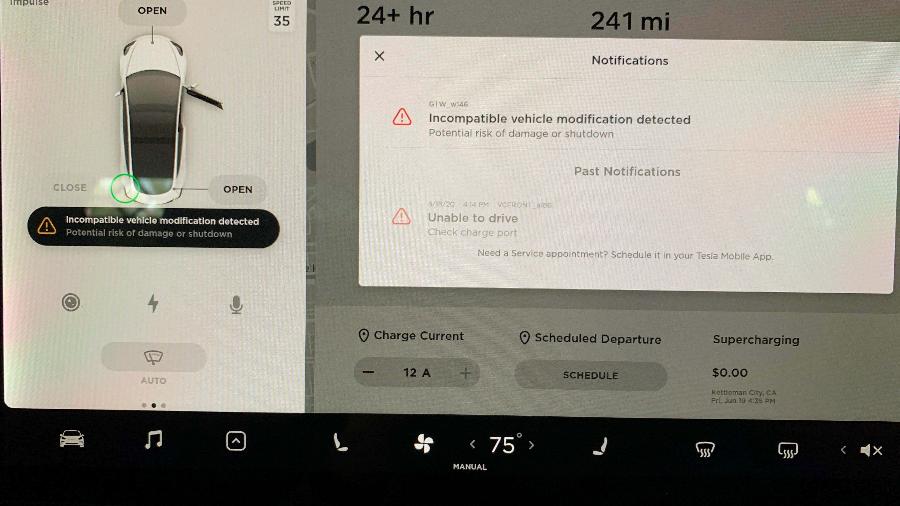 Aviso de detecção de módulo em Tesla Model 3 - Reprodução