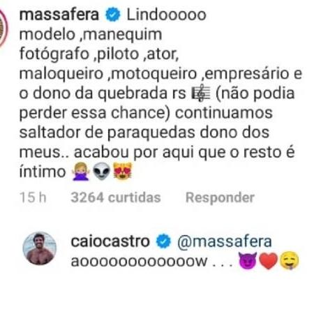 Grazi Massafera deixa comentário provocador no Instagram de Caio Castro - Reprodução/Instagram @caiocastro - Reprodução/Instagram @caiocastro