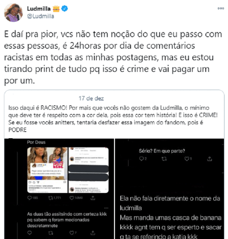 Ludmilla - Reprodução/Twitter - Reprodução/Twitter