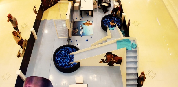 Àrea de recreação do Shopping Higienópolis ganhou atrações inspiradas em "A Era do Gelo: o Big Bang" - Divulgação - Divulgação