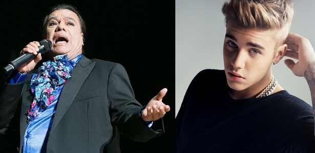 O cantor mexicano Juan Gabriel, que morreu aos 66 anos, e o canadense Justin Bieber - Getty/Reprodução/Montagem