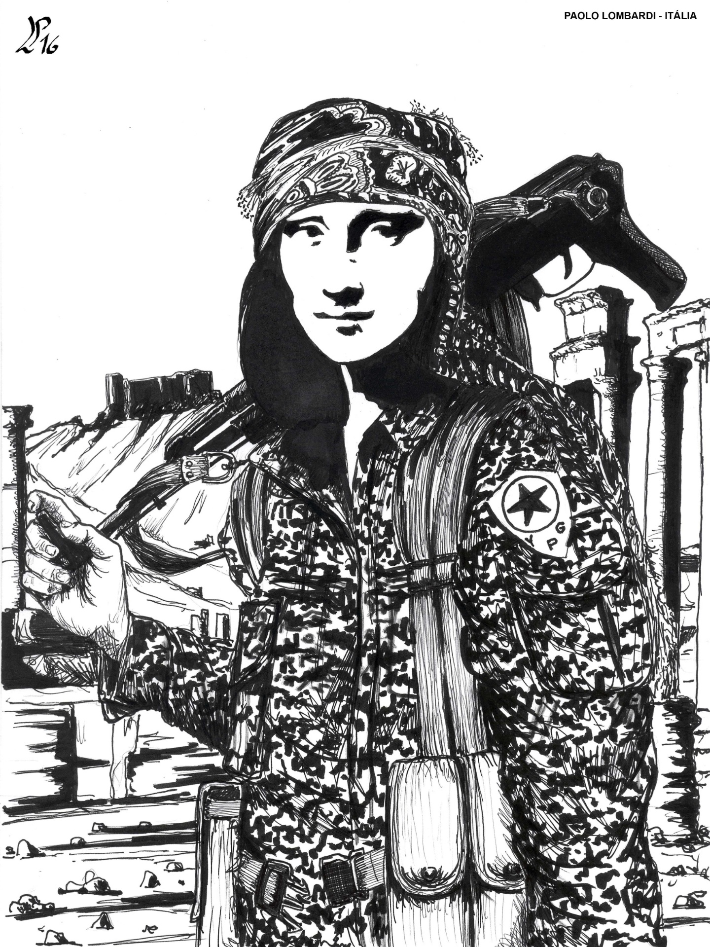 A famosa obra de Da Vinci virou uma guerrilheira pelas mãos do italiano Paolo Lombardi - Divulgação