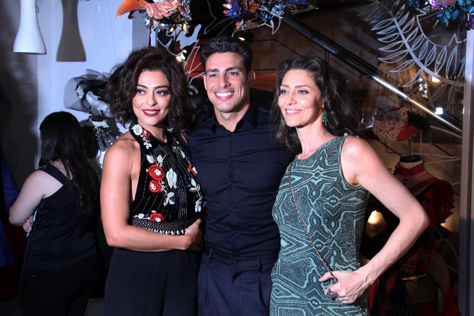 6.dez.2016 - Juliana Paes, Maria Fernanda Cândido e Cauã Reymond no lançamento da minissérie "Dois Irmãos" - Marcos Ferreira /Brazil News