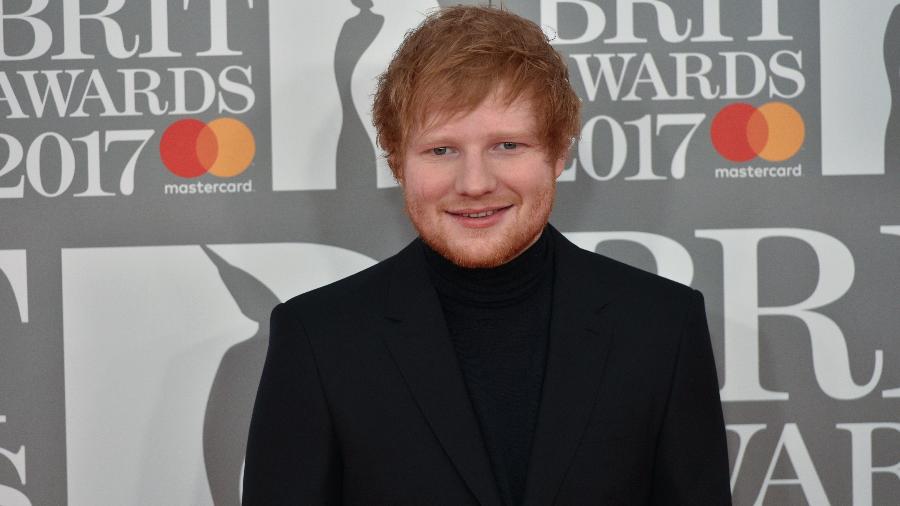 O cantor Ed Sheeran posa durante o Brit Awards 2017 - Niklas Halle"n/AFP