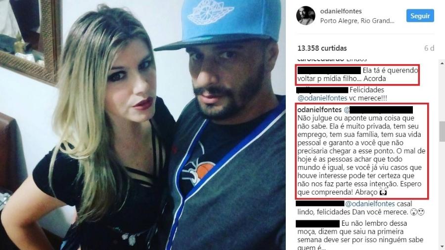 Ex-BBB Daniel responde comentário de fã que acusou sua namorada de querer "mídia" - Reprodução/Instagram/odanielfontes