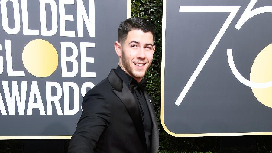 Nick Jonas no Globo de Ouro 2018, em janeiro - Getty Images