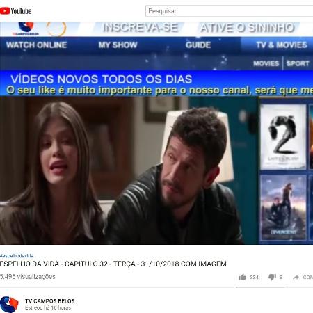 Canal TV Campos Belos publica capítulos de "Espelho da Vida" e outras novelas da Globo - Reprodução/YouTube - Reprodução/YouTube
