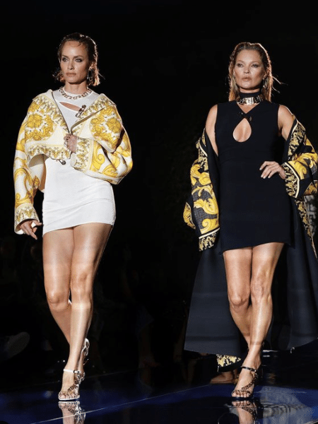 A colaboração foi batizada de "Fendace" e contou com as supermodelos dos anos 90 na passarela, entre elas, Amber Valetta e Kate Moss (acima) - Reprodução/Instagram