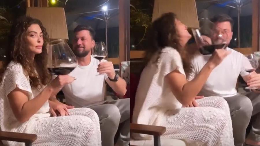 Juliana Paes celebra aniversário do marido com taça gigante de vinho  - Reprodução/Instagram