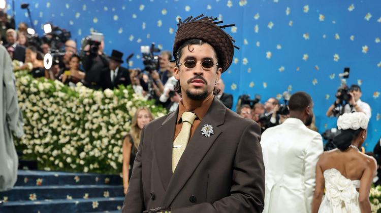 Nova York - 5 de maio: Bad Bunny durante o Met Gala 2025 Nova York - 5 de maio: Bad Bunny durante o Met Gala 2025